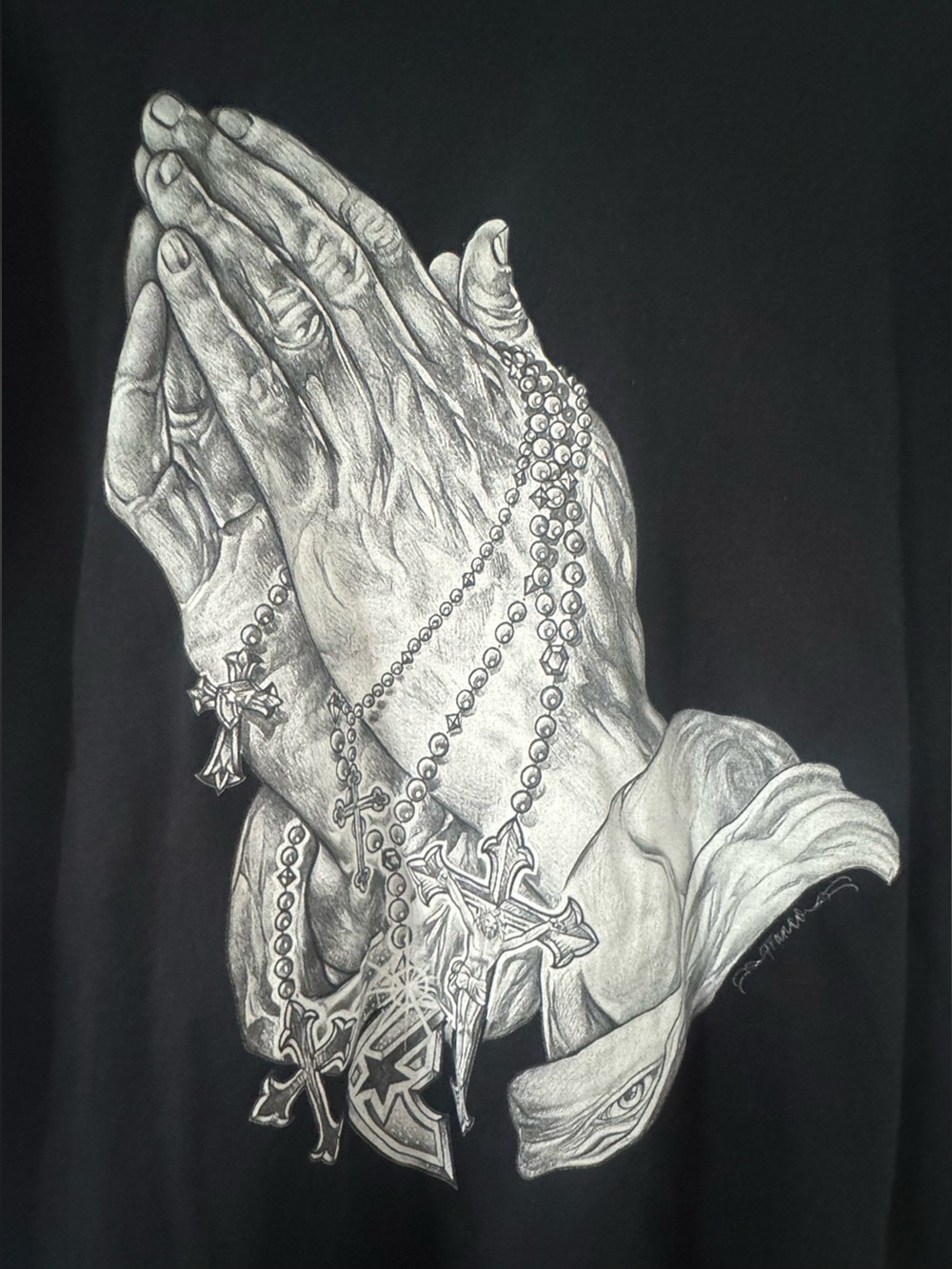 Men's Short Sleeve Graphic Tee - Black Praying Hands Design